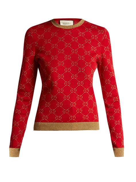 gucci red tricoti|gucci sweater.